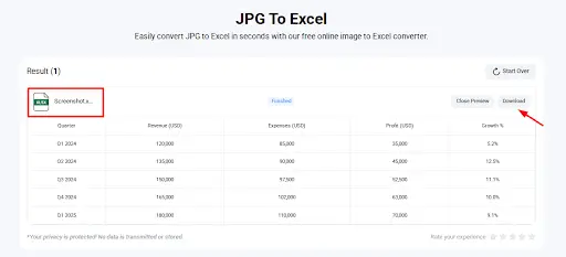 JPG to Excel Converter in Python